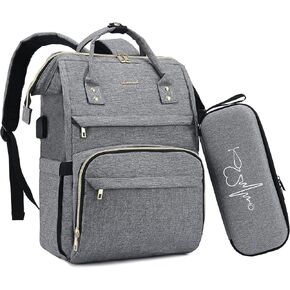 LOVEVOOK Nurse Backpack Laptop Backpack for Women with Stethoscope Case & USB Charging Port Anti Theft Travel Backpacks Doctor Bag Fits 15.6 Inch Laptop and Notebook, Black