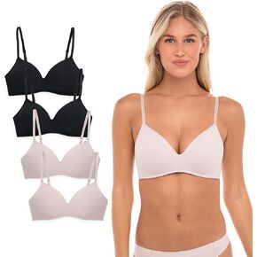 4 Pack Wirefree Bra - Women's Flexible Soft Foam Wireless No Wire Soft Pad T Shirt Bra Value Pack