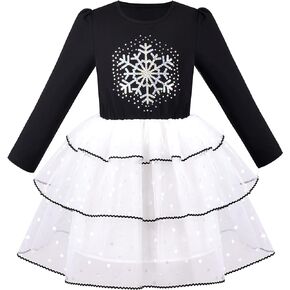 Sunny Fashion Girls Dress Christmas Santa Hat Long Sleeve Party Dress Size 6-12