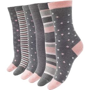 1SOCK2SOCK - جوارب نسائية من الخيزران مكونة من 6 قطع - جوارب ناعمة وعصرية وكاجوال وملونة - مقاس US للسيدات 6-10