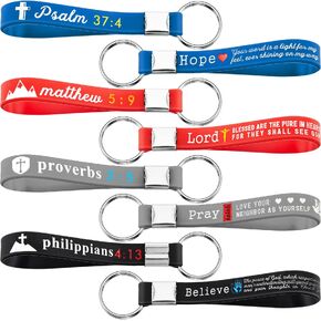 24 Pcs Christian Bible Keychains with Scripture Inspirational Silicone Key Chains Verses Gift