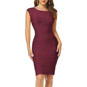 Taydey Women's Ruched Stripe Sleeveless Knee Length Party Evening Dress in Kuwait