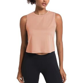 MAGCOMSEN Women's Crop Tops UPF 50+ Athletic Running Workout Cropped Tank Tops Sleeveless Gym Sports Muscle Shirts