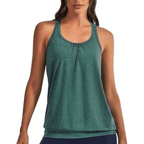 Beyove Womens Plus Size Workout Yoga Tank Top Loose Fit Athletic Tank Top Sleeveless Round Neck Racerback Tops