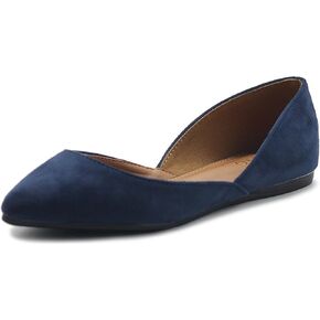 Ollio Women's Shoes Faux Suede Slip On Comfort Light Pointed Toe Ballet Flat
