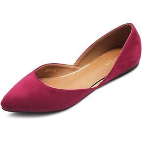 Ollio Women's Shoes Faux Suede Slip On Comfort Light Pointed Toe Ballet Flat