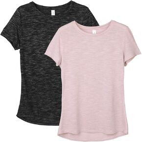 icyzone Workout Shirts for Women - Yoga Tops Gym Clothes Running Exercise Athletic T-Shirts for Women(Pack of 2)