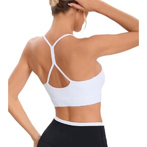 Mustcan Women's High Neck Spaghetti Strap Halter Sports Bra Racerback Y Back Yoga Bra Fitness Workout Crop Tank Bra