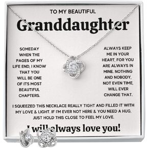 FG Family Gift Mall Granddaughter Gifts From Grandma and Granddaughter Birthday Message Card Necklace From Grandmother or Grandpa Jewelry Charm Present with Message Card and Gift Box