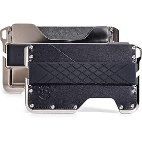 محفظة Dango التكتيكية - حامل بطاقات RFID للرجال - جلد + مطلي بالنيكل نحيف - نظام السكك الحديدية المتكامل وحزام النقود - سهولة الوصول إلى الأموال والبطاقات - جيب أمامي D02 Dapper EDC in Kuwait