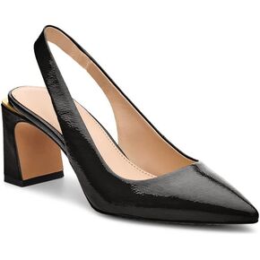 Jeimpoey إمرأة Slingback مكتنزة الكعب نقطة اصبع القدم حذاء بكعب كتلة كعب الصنادل الصيفية منخفضة الكعب أحذية الحفلات