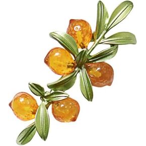 Garden Plant Buckle Brooch Orange Berry Beads Brooch Luxury Design Glazed Plant Green Leaves Brooch For Woman Girl Student Suit Party Corsage Brooch Accessories in Saudi Arabia