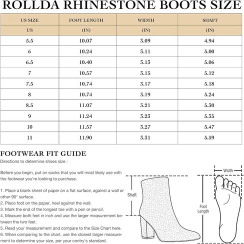SUEDI Rhinestone Boots for Women, Sparkly Ankle Booties | Rhinestone, Zipper, Ankle-High, Pointed Toe, Chunky Heel, for Country Concert Party Special Events in Saudi Arabia