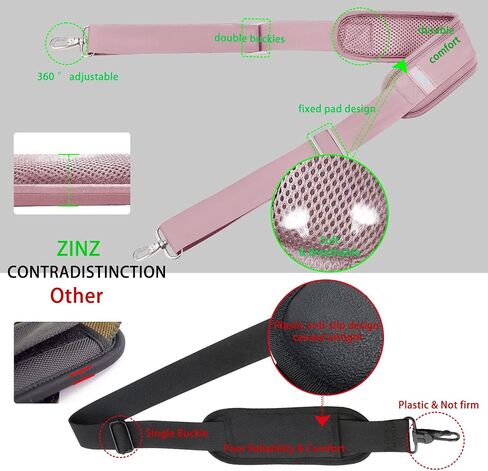 ZINZ 79 inch Shoulder Strap, Extra-thick Fixed Cushion Pad and Dual Clasps Universal Replacement Strap with Metal Swivel Hooks for Laptop Bags, Luggage Bags, Camera, Crossbody (200cm,Black) in Kuwait