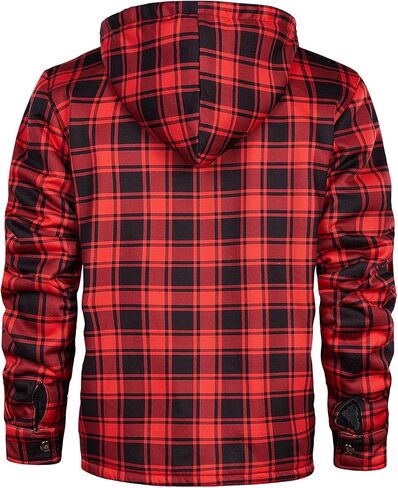 سترات DUOFIER للرجال قمصان منقوشة وسترة مبطنة بالصوف وقمصان من الفلانيل وسترات شيربا بغطاء للرأس in Kuwait