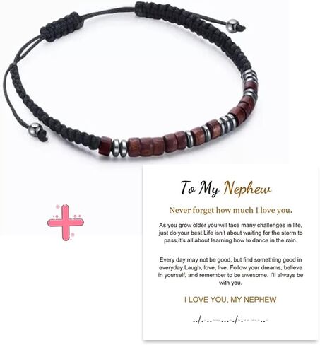 إلى ابني سوار، مورس كود سوار جلد مضفر للرجال الأولاد، أنا أحبك قابل للتعديل معصمه ملهمة، سوار مغناطيسي لعيد ميلاد الابن، هدايا التخرج in Kuwait