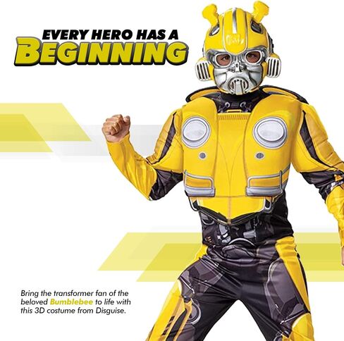 Disguise Transformers Bumblebee Costume for Kids. Official Licensed Autobot Yellow Volkswagen Bug Classic Muscle Costume Suit for Boys & Girls in Saudi Arabia