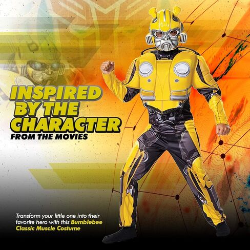 Disguise Transformers Bumblebee Costume for Kids. Official Licensed Autobot Yellow Volkswagen Bug Classic Muscle Costume Suit for Boys & Girls in Saudi Arabia