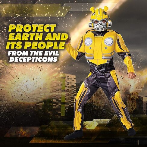 Disguise Transformers Bumblebee Costume for Kids. Official Licensed Autobot Yellow Volkswagen Bug Classic Muscle Costume Suit for Boys & Girls in Saudi Arabia