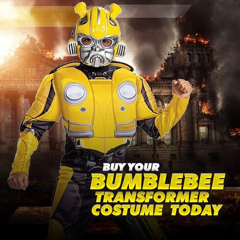 Disguise Transformers Bumblebee Costume for Kids. Official Licensed Autobot Yellow Volkswagen Bug Classic Muscle Costume Suit for Boys & Girls in Saudi Arabia