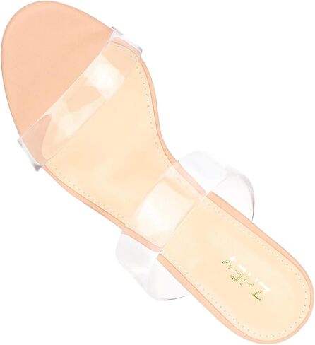 ZriEy Clear Heels for Women Transparent Two Strap Block Chunky Heel Sandals | 3 Inch,Comfy,True to size,Cushioned insole,Anti-slip Rubber Sole,Sturdy,Stylish,Cute,Lightweight,Casual/FormalOccasion in Saudi Arabia