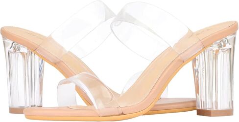 ZriEy Clear Heels for Women Transparent Two Strap Block Chunky Heel Sandals | 3 Inch,Comfy,True to size,Cushioned insole,Anti-slip Rubber Sole,Sturdy,Stylish,Cute,Lightweight,Casual/FormalOccasion in Saudi Arabia