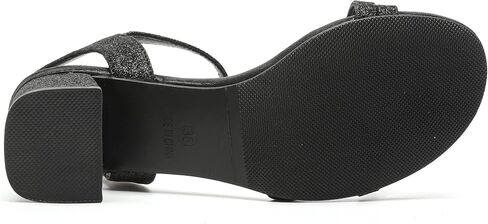 kkdom Women's Open Toe Ankle Strap Glitter Sandals Pumps Low Block Chunky Heels Wedding Dress Shoes in Saudi Arabia