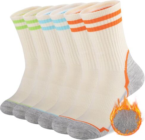 جوارب نسائية من COOPLUS مصنوعة من صوف ميرينو للمشي لمسافات طويلة في الهواء الطلق دافئة وشتوية سميكة ووسادة ماصة للرطوبة (3 أزواج) in Kuwait