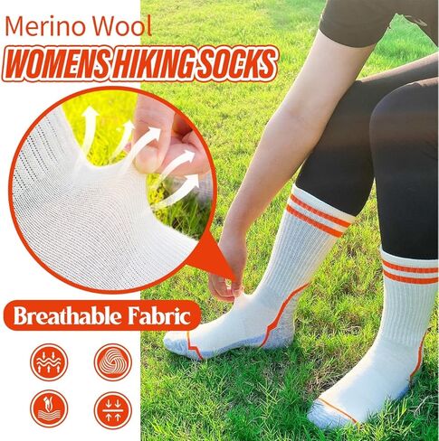 جوارب نسائية من COOPLUS مصنوعة من صوف ميرينو للمشي لمسافات طويلة في الهواء الطلق دافئة وشتوية سميكة ووسادة ماصة للرطوبة (3 أزواج) in Kuwait