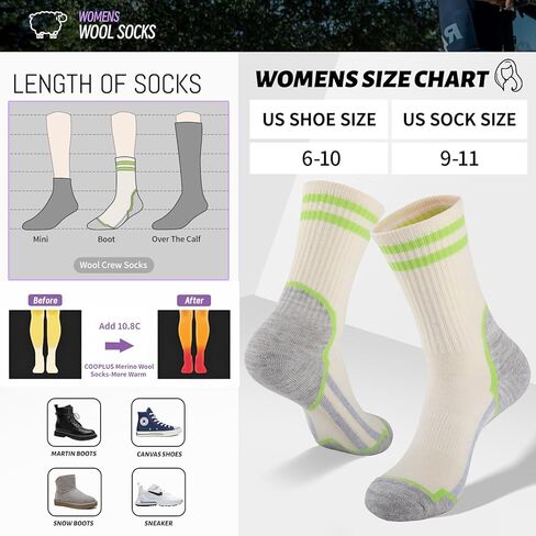 جوارب نسائية من COOPLUS مصنوعة من صوف ميرينو للمشي لمسافات طويلة في الهواء الطلق دافئة وشتوية سميكة ووسادة ماصة للرطوبة (3 أزواج) in Kuwait