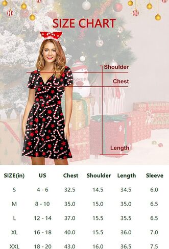 For G and PL Women's Christmas Short Sleeves V Neck Wrap Dress in Kuwait