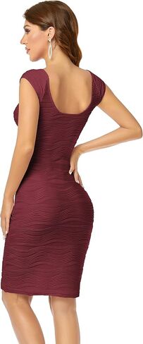 Taydey Women's Ruched Stripe Sleeveless Knee Length Party Evening Dress in Kuwait