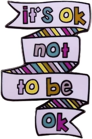دبوس بروش مطلي بالمينا بتصميم اقتباسات مرحة بعبارة It Is Ok Not To Be Ok، دبوس مطلي بالمينا، شارة للتوعية بالصحة العقلية والاكتئاب، دبوس مينا اقتباسات واقتباسات واقتباسات واقتباسات للاصدقاء وشنطة in Saudi Arabia