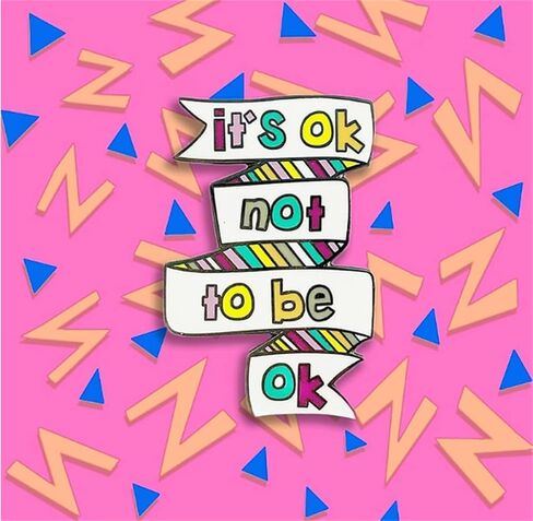 دبوس بروش مطلي بالمينا بتصميم اقتباسات مرحة بعبارة It Is Ok Not To Be Ok، دبوس مطلي بالمينا، شارة للتوعية بالصحة العقلية والاكتئاب، دبوس مينا اقتباسات واقتباسات واقتباسات واقتباسات للاصدقاء وشنطة in Saudi Arabia