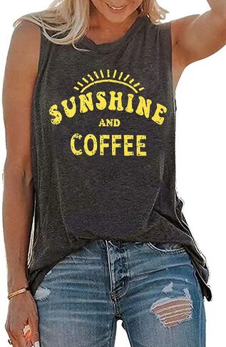 قمصان بدون أكمام صيفية كاجوال من Umsuhu Sunshine and Coffee للسيدات بدون أكمام برسومات بدون أكمام in Kuwait