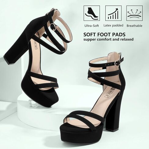 IDIFU IN5 Women's Platform Chunky High Heels | Block Heeled Sandals Sexy Fashion Open Toe Ankle Strap Strappy Wedding Bridal Party Bride Dance Women Dress Shoes in Saudi Arabia