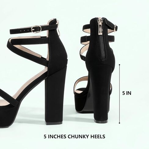 IDIFU IN5 Women's Platform Chunky High Heels | Block Heeled Sandals Sexy Fashion Open Toe Ankle Strap Strappy Wedding Bridal Party Bride Dance Women Dress Shoes in Saudi Arabia