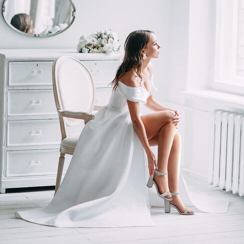 صنادل IDIFU النسائية IN3 Amy ذات الكعب العالي المفتوحة عند أصابع القدم لحفلات الزفاف وحفلات العودة للوطن للنساء ووصيفات العروس مع إبزيم مستدير in Kuwait