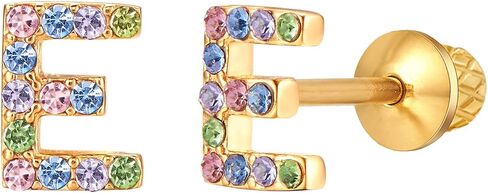Earrings For Girls,18k Gold Plated Multicolored Alphabet Letter Initial Hypoallergenic Earrings, Stud Screw On Safety Backs, Stainless Steel Ultra Sensitive Ears Post For Kids, Little Girls, Teens in Saudi Arabia