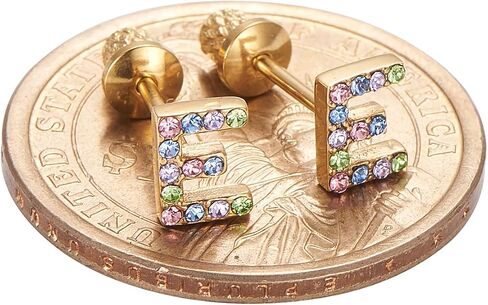 Earrings For Girls,18k Gold Plated Multicolored Alphabet Letter Initial Hypoallergenic Earrings, Stud Screw On Safety Backs, Stainless Steel Ultra Sensitive Ears Post For Kids, Little Girls, Teens in Saudi Arabia