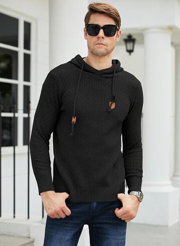 JMIERR الرجال محبوك هوديس عارضة مقنعين البلوز محب كم طويل سليم صالح كنزة قطيفة سترة in Saudi Arabia