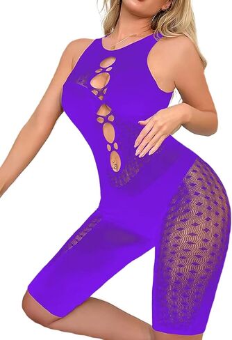 Fairydreamy Womens Sexy Lingerie Nightwear Bodydoll Hollow-out Bodysuit One-pieces Jumpsuit in Kuwait