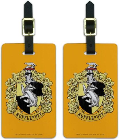 Harry Potter Hufflepuff Painted Crest Luggage ID Tags Carry-On Cards - Set of 2 in Saudi Arabia