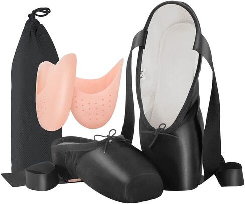 IJONDA Adult Ballet Pointe Shoes for Girls Women with Toe Pads and Mesh Bag in Kuwait
