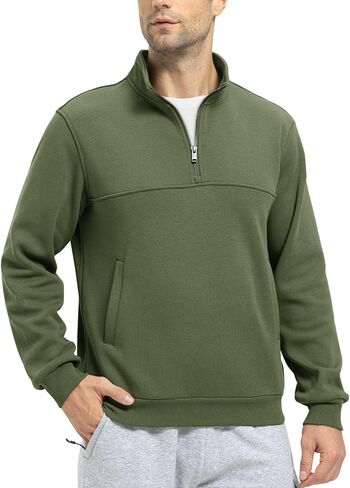 Rdruko Men's Fleece Pullover Quarter Zip Sweaters Half Zip Winter Pullovers Jackets Athletic Workout Coats With Pocket in Saudi Arabia
