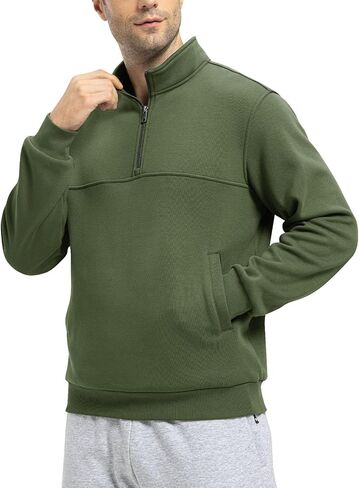 Rdruko Men's Fleece Pullover Quarter Zip Sweaters Half Zip Winter Pullovers Jackets Athletic Workout Coats With Pocket in Saudi Arabia