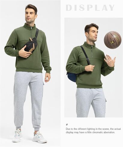Rdruko Men's Fleece Pullover Quarter Zip Sweaters Half Zip Winter Pullovers Jackets Athletic Workout Coats With Pocket in Saudi Arabia