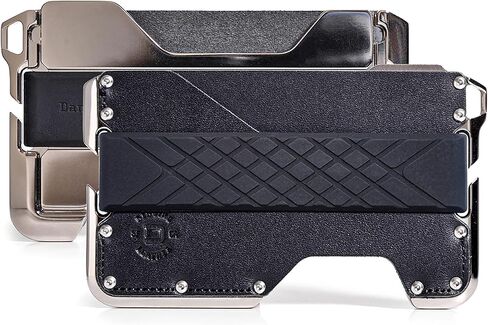 محفظة Dango التكتيكية - حامل بطاقات RFID للرجال - جلد + مطلي بالنيكل نحيف - نظام السكك الحديدية المتكامل وحزام النقود - سهولة الوصول إلى الأموال والبطاقات - جيب أمامي D02 Dapper EDC in Kuwait