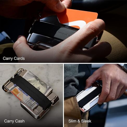 محفظة Dango التكتيكية - حامل بطاقات RFID للرجال - جلد + مطلي بالنيكل نحيف - نظام السكك الحديدية المتكامل وحزام النقود - سهولة الوصول إلى الأموال والبطاقات - جيب أمامي D02 Dapper EDC in Kuwait