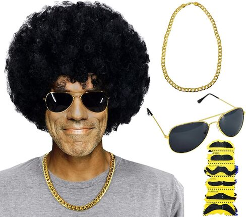 مجموعة شعر مستعار لزي ديسكو روك ستار من المعدن الثقيل في السبعينيات والثمانينيات والتسعينيات in Kuwait